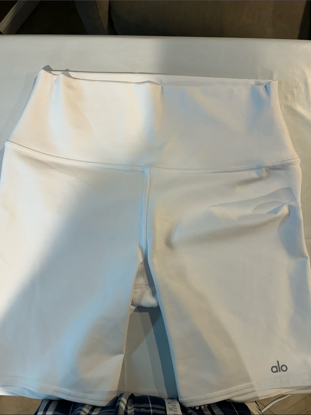 ALO Yoga White High-Waist Bike Shorts - Picture 5 of 6